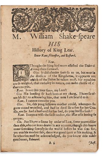 Shakespeare, William (1564-1616) M. William Shake-speare, His True Chronicle History of the Life and Death of King Lear, and his Three